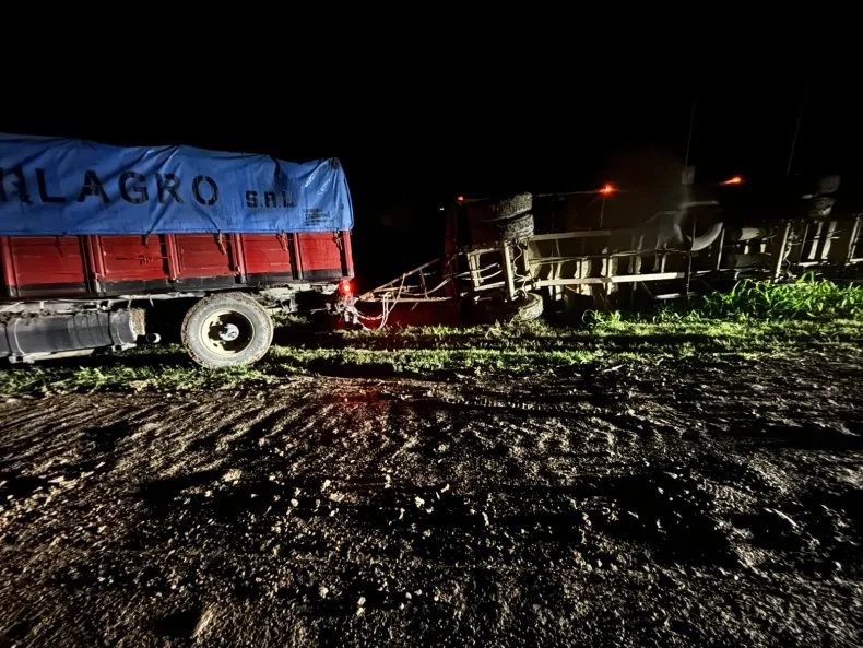 Volcó un camión con semillas de girasol en Mesón de Fierro