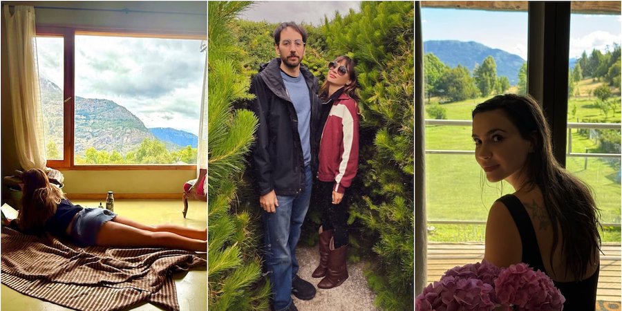 Celeste Cid y Santiago Korovsky disfrutan de su amor en El Bolsón: libros, montañas y relax