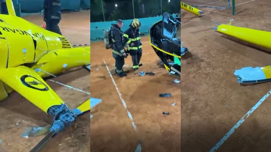 Cayó un helicóptero en una cancha de tenis en Palermo: hay tres personas heridas